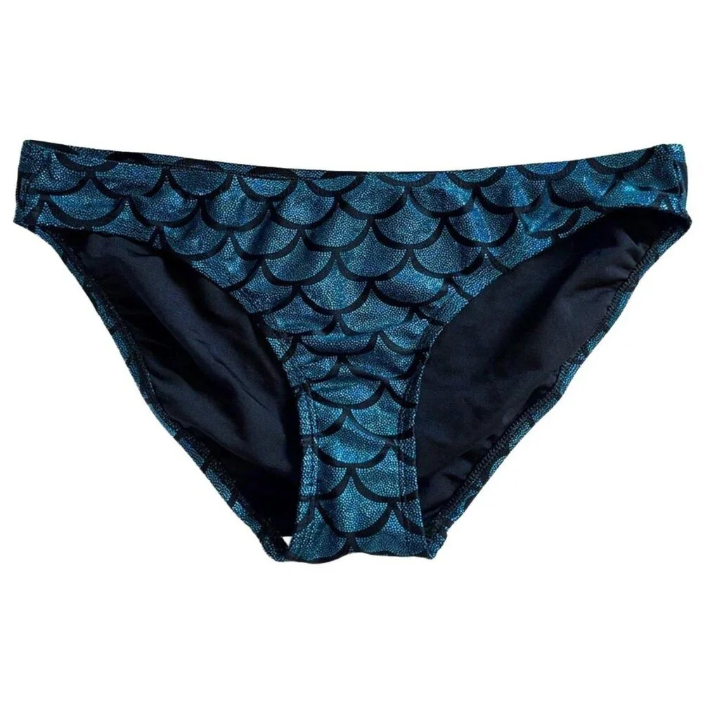 Living Dead Clothing Mermaid Bikini Bottom | Teal Foil Scale Goth Swimwear
